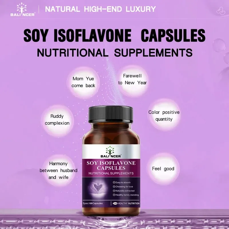Soy Isoflavone Capsules Women's Health Hormone Balance Menopause Relief Mood Support Non-GMO Female Nutritional Supplement — image 3