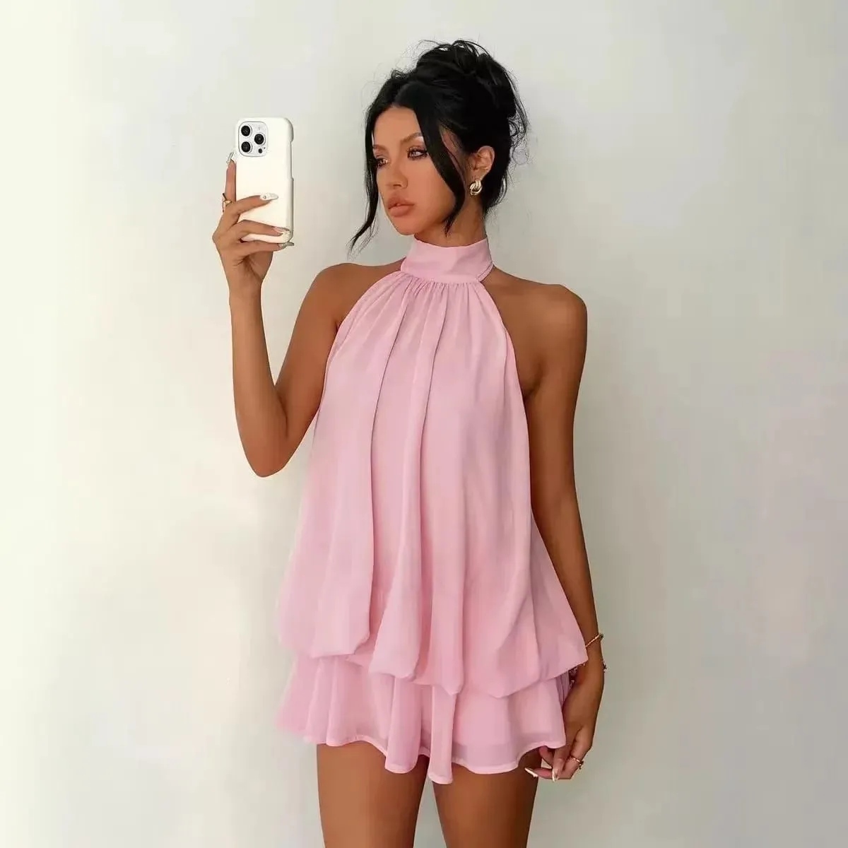 Women's Casual Dresses Woman Clothes Elegant Party Solid-color Beachwear Slim-fitting Sexy Backless Skirt Dress Female Clothing