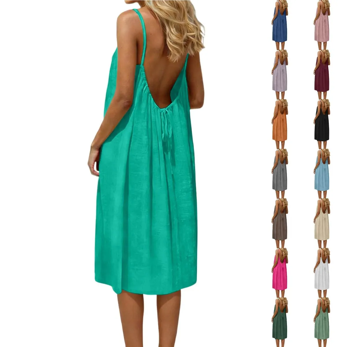Beach Vacation Dress Short Backless Beach Skirt for Women Summer Holiday Casual Fashion Mini Dress — image 2