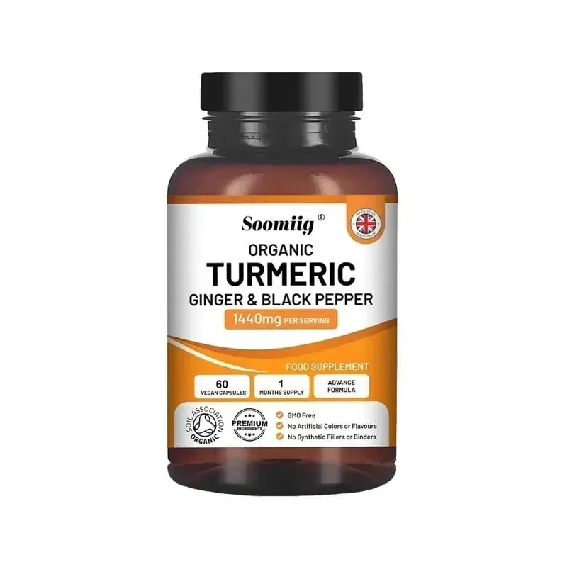 Organic Turmeric Ginger & Black Pepper Capsules Supports Joint Health Cushioning Digestive & Immune & Balances blood sugar — image 9