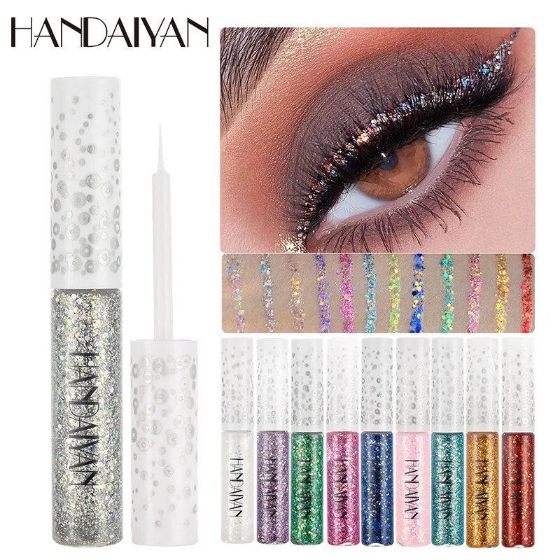 12 Renk Parlak Göz Gömlekleri Pigment Gümüş Gül Altın Renk Glitter Likit Eyeliner Metalik Renkli Makyaj Kadınlar Için