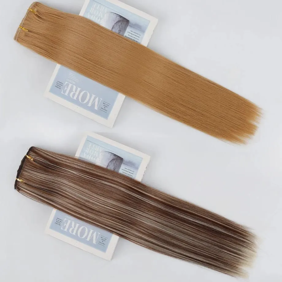 24 Inch 8Pcs Clip in Hair Extensions Long Straight Hair Extensions Soft Synthetic Hairpieces for Women Daily Fashion Hairstyle