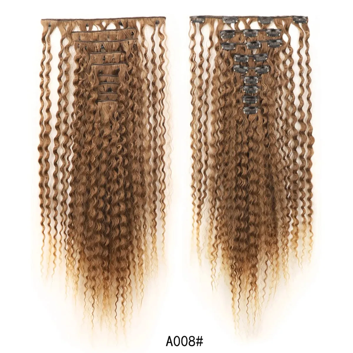 9PCS Clip in Hair Extensions 20 Inch Curly Double Weft Clip Hair Extension Kinky Curly Long Soft Synthetic Hairpieces for Women