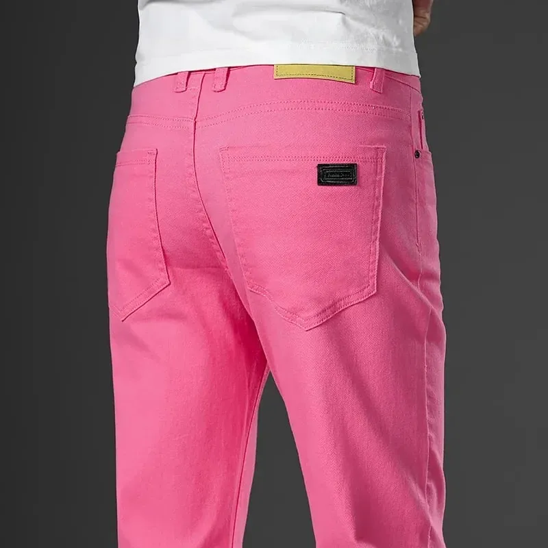Pantaloni di jeans elasticizzati casual da lavoro dritti alla moda Pantaloni di marca maschile 5 colori Taglie forti Abbigliamento da uomo Jeans slim 28-44