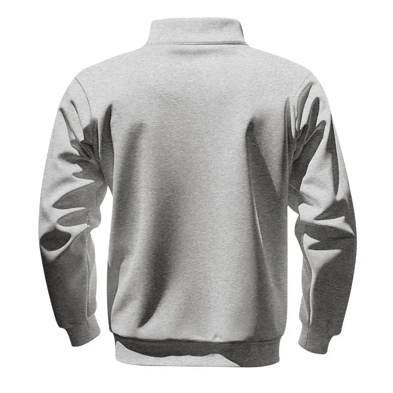 American autumn and winter heavy fleece long-sleeved men's sweater half zipper loose stand-up collar pullover men's sweater