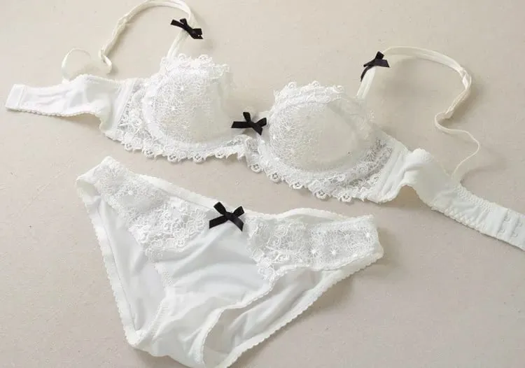 Women Summer White Lace Bra SetUltra‑Thin Breathable Mesh Sheer Sexy Deep V Push‑Up Comfortable Daily Lingerie Underwear Suit — image 9