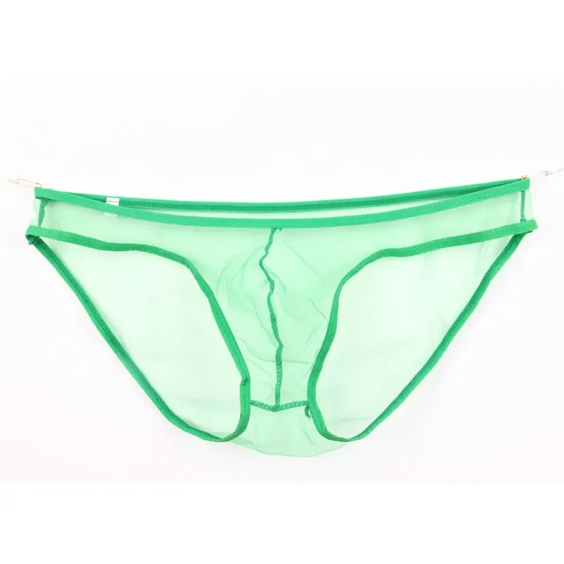 Slip da uomo in rete a vita bassa di grandi dimensioni, biancheria intima trasparente ultrasottile, con borsa convessa a U, vari colori disponibili — image 3