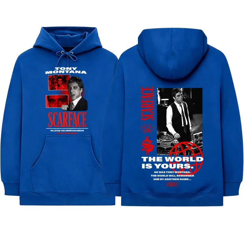 Movie Scarface The World Is Yours Tony Montana Al Pacino Hoodies Men's Women Clothing Fashion Oversized Long Sleeve Sweatshirts
