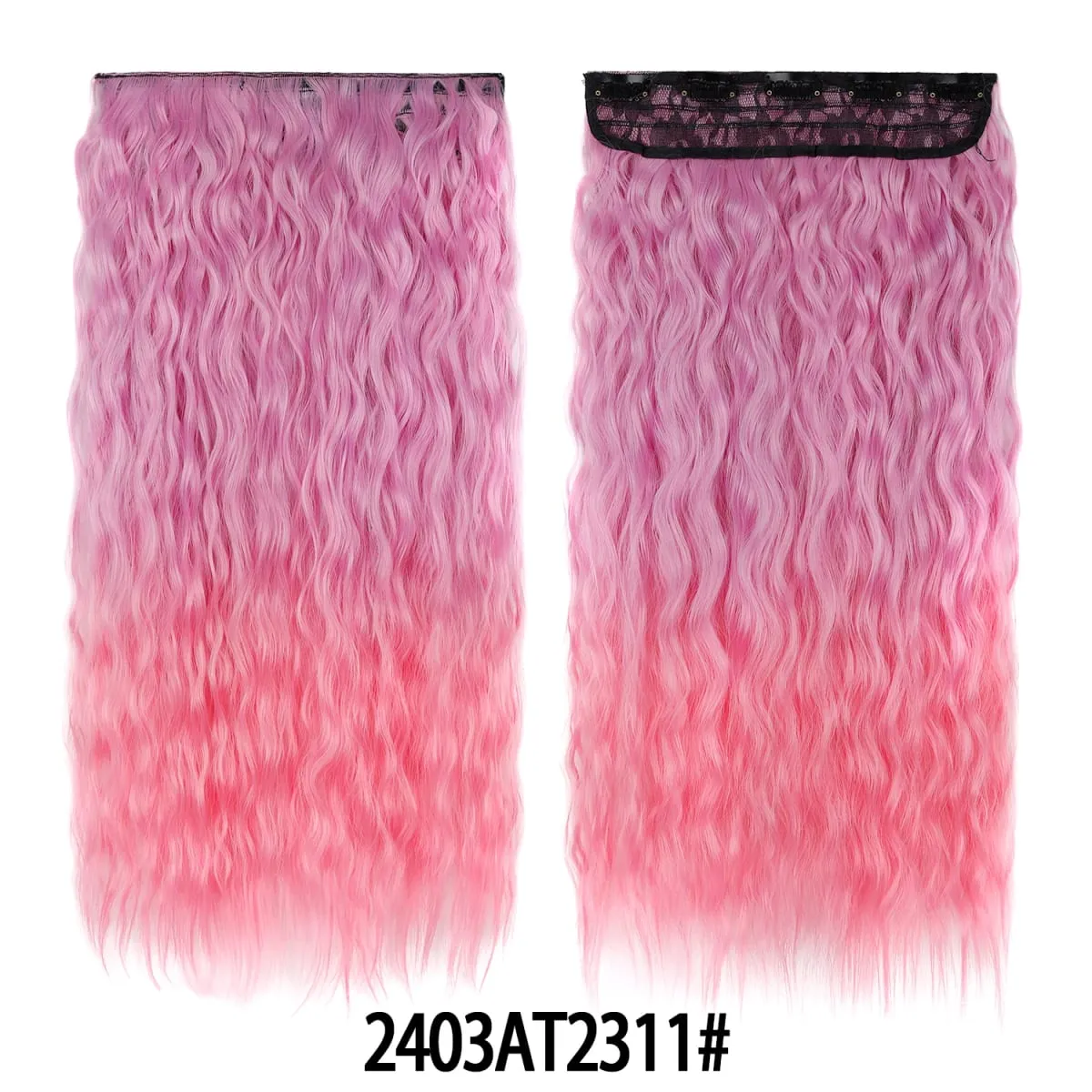 Jeedou Clip in Hair Extension Kinky Curly Hair One Piece 5Clips Blue Rainbow Color Cosplay Props Synthetic Hairpieces For Girls