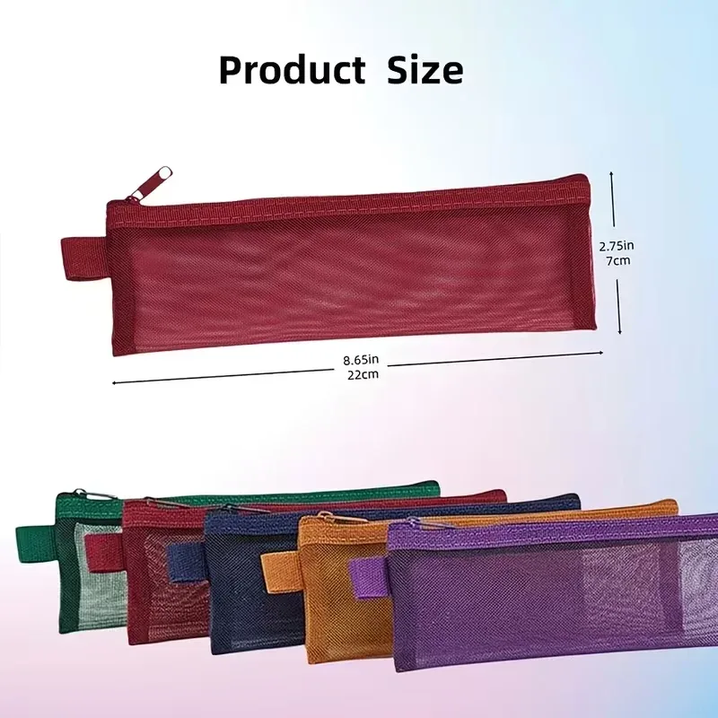 5PCS Nylon Mesh Makeup Bags Portable Multi-Functional Pencil Case for Storing Makeup Brushes Lipsticks - Organizing Cosmetic Bag