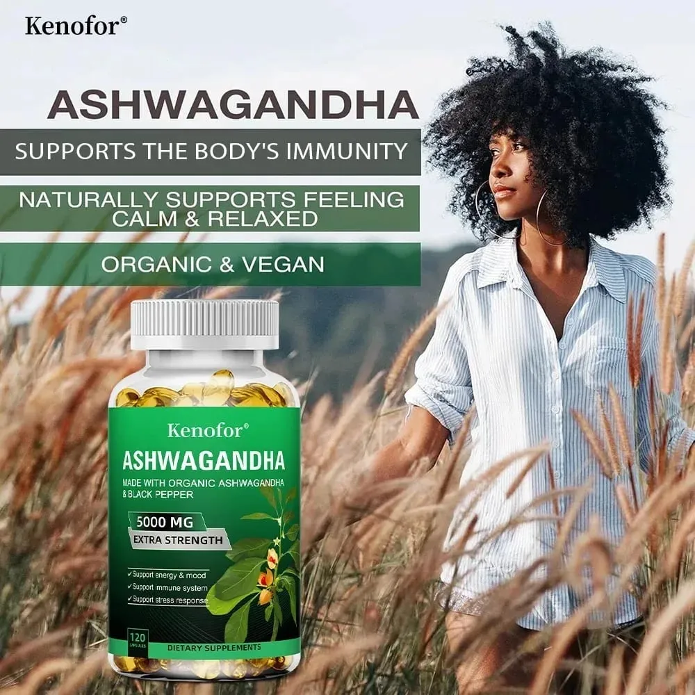 Organic Ashwagandha Extract Capsule Ashwagandha Supplement Help Stress Focus Brain Energy Support Sleep Health