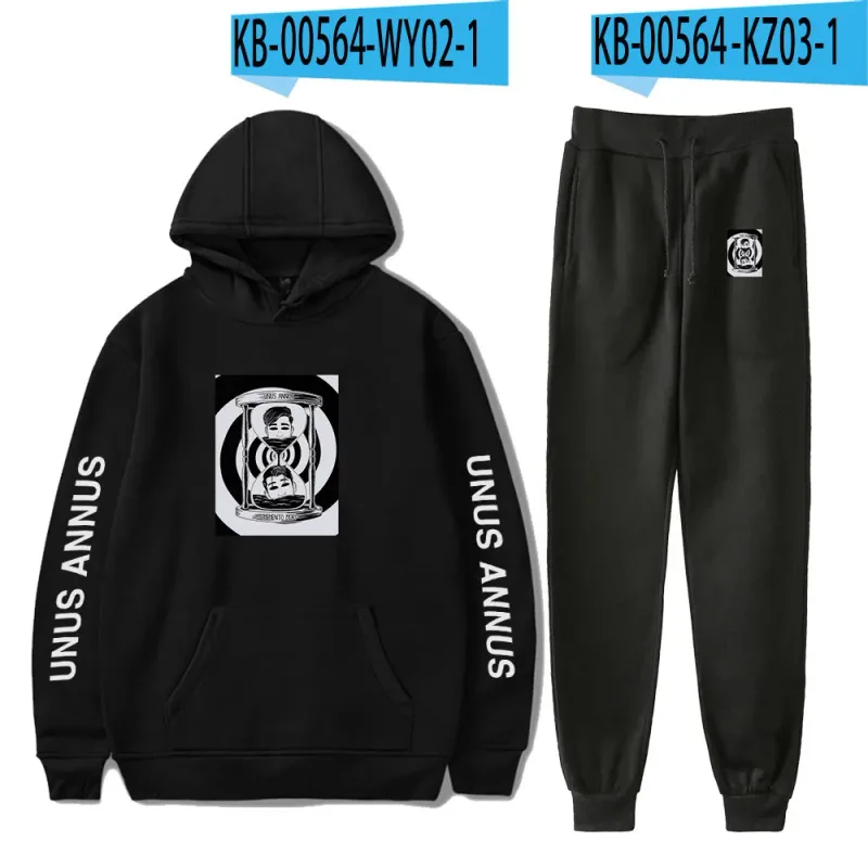 Popular Comfortable Unus Annus Print Sweatshirt Sweatpants Suit Hoodies+ Trousers Suit Boys/Girls 2 Piece Set Clothes