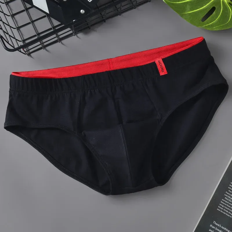 Men Briefs Solid Color Cotton Youth Briefs Waist Comfortable Sexy Explosion Trend Breathable Underwear Sissy Panties