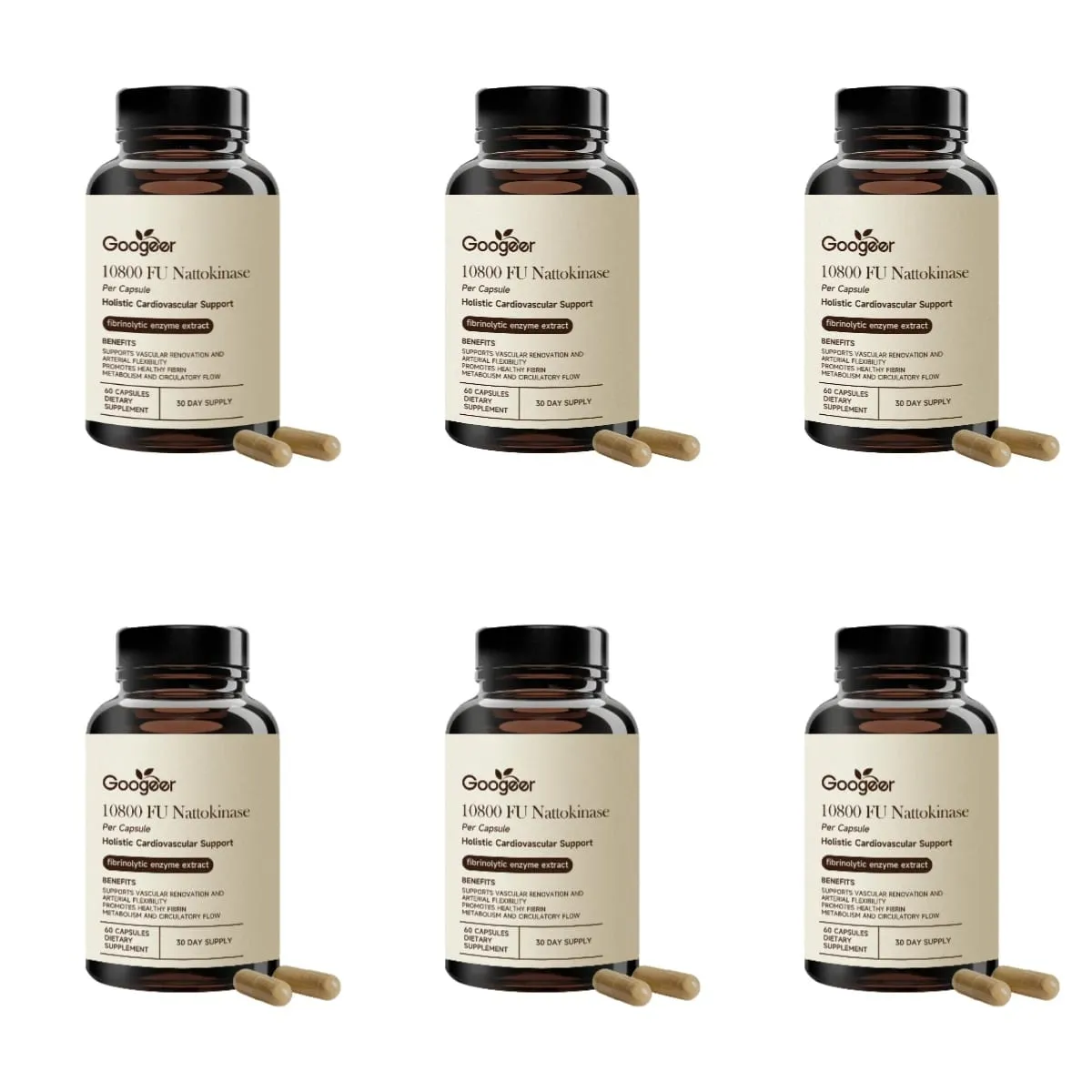 Nattokinase 10800 FU Capsules with CoQ10 Garlic Extract Daily Wellness Supplement 60 Count 30 Day Supply for Adults Men Women