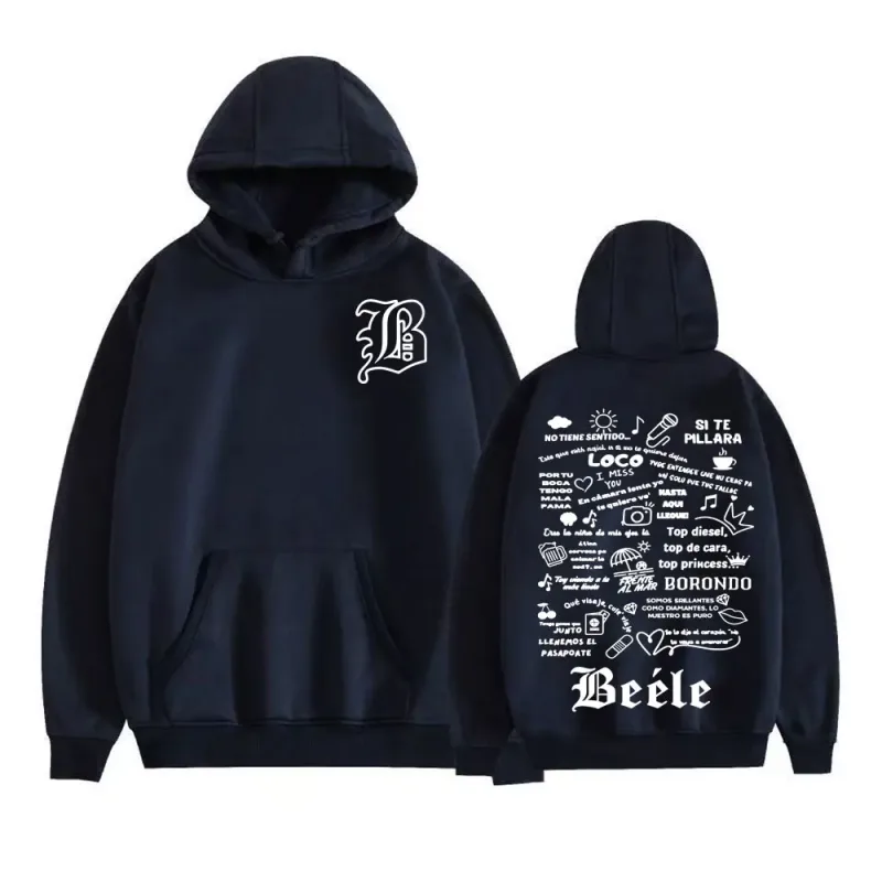 Rapper Beele Borondo Tour 2025 Print Hoodies Men Women Comfort Fleece Long Sleeve Pullovers Harajuku Hip Hop Fashion Sweatshirts