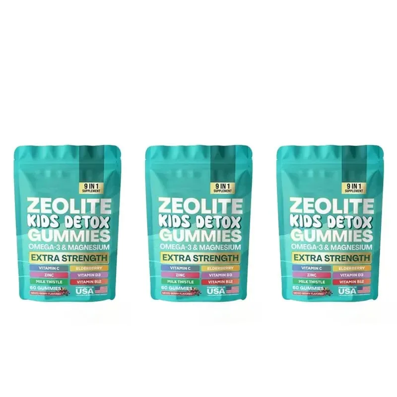 Zeolite Gummies 9-in-1 with Omega-3 Magnesium Elderberry Vitamin C Milk Thistle Vitamin D3 Zinc B12 (60 Gummies)
