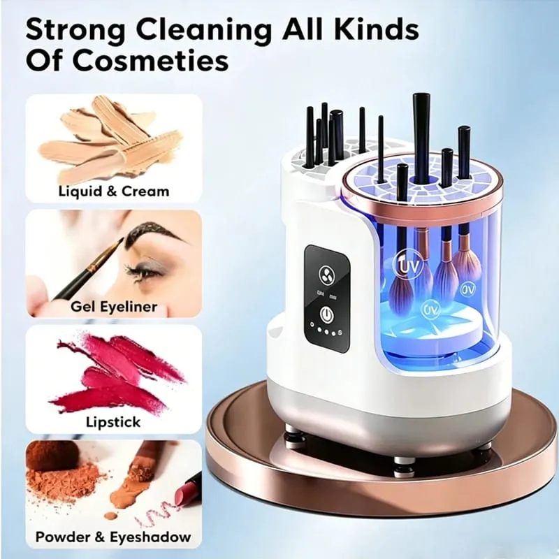 3 IN 1 Electric Makeup Brush Cleaner Machine With Makeup Brush Dryer-Holder-Portable Automatic USB Cosmetic Brushes Cleaner Tool