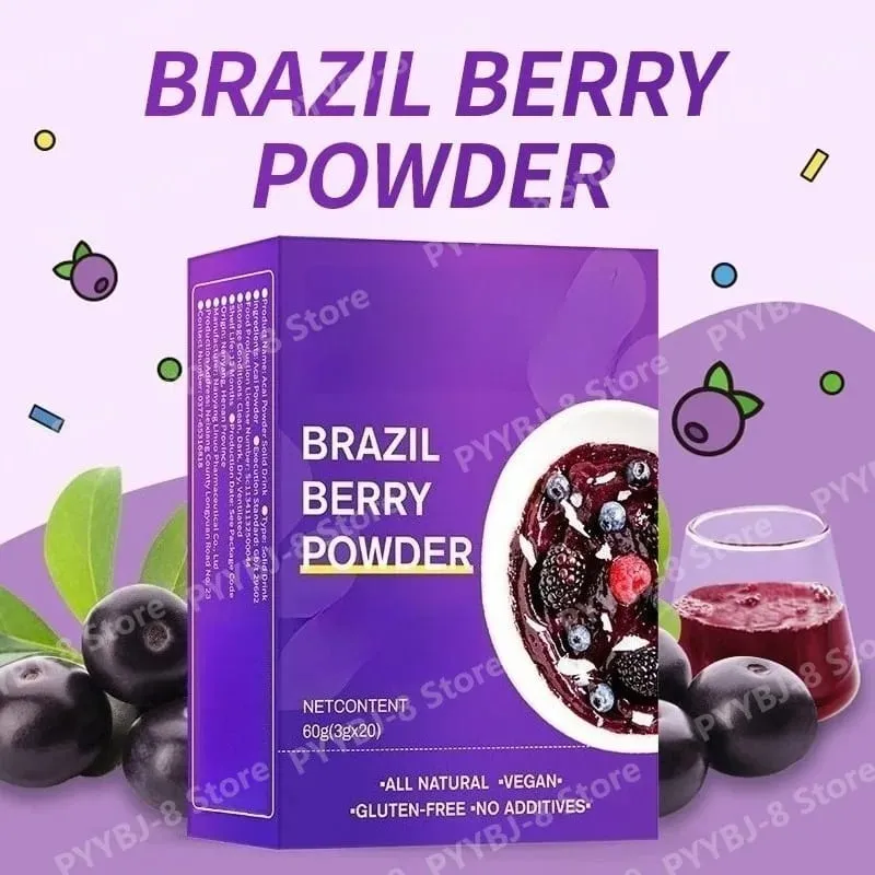 Acai Berry Powder Health Supplement All Natural Herbal-based Formula 3g X 20Packs — Helps Brighten The Skin and Resist Oxidation
