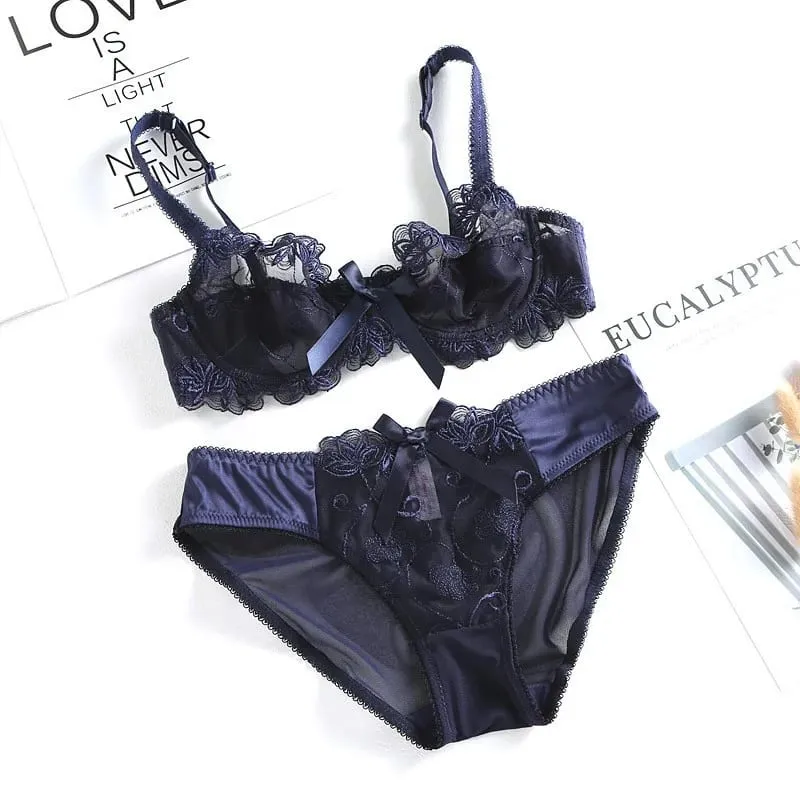 high quality sexy women bras and brief two piece set push up A B C D cup wire summer lingerie underwear pink purple white