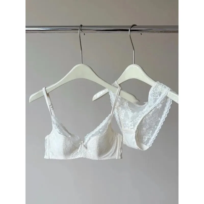 French Style Lace Underwire Bra | Half Cup Push Up Bra Large Bust Summer Lightweight Slimming Anti Sag Lingerie Set BANERDANNI
