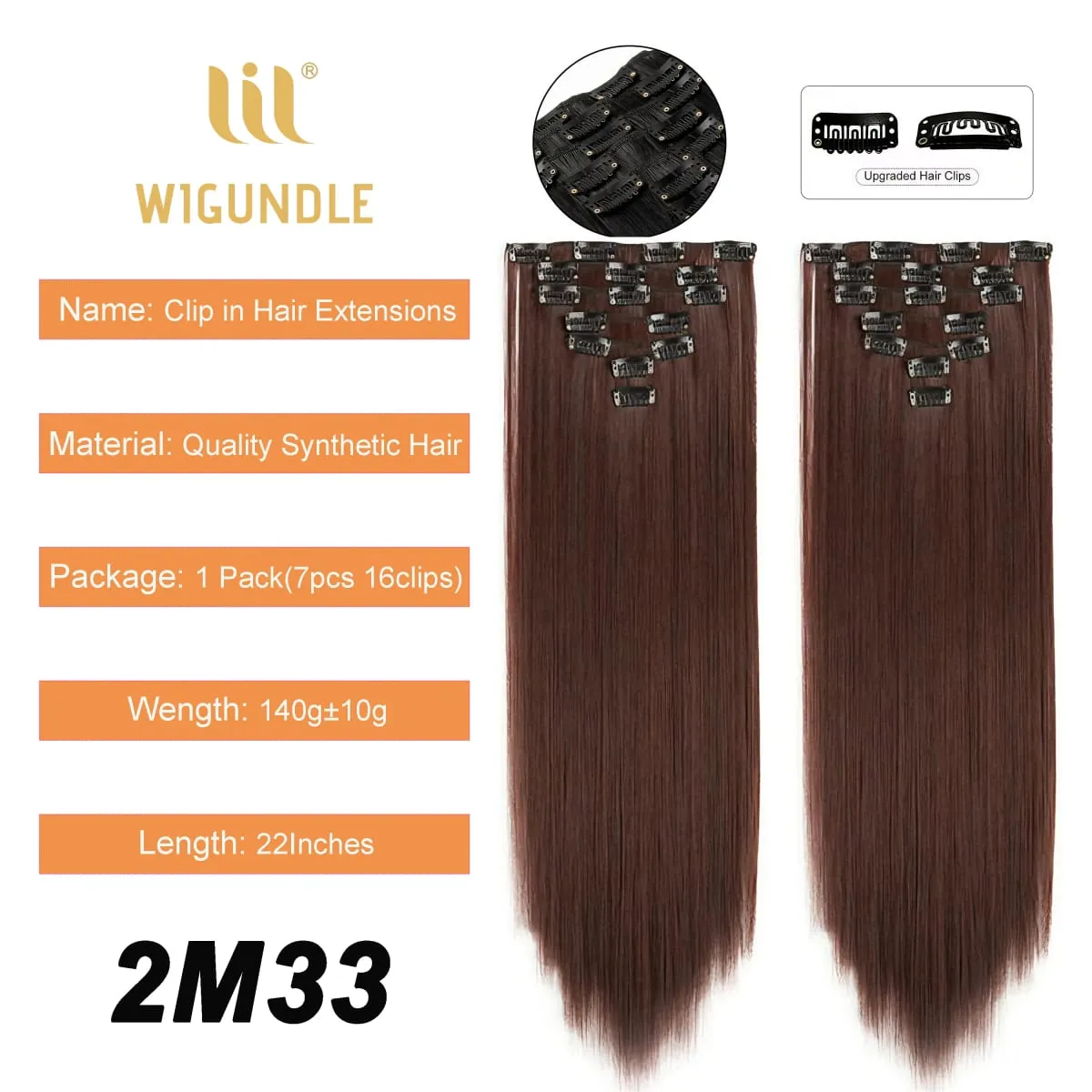 Clip in Hair Extensions for Women 22 Inches Long Wavy Curly Hair Extension Full Head Synthetic Hair Extension Hairpieces