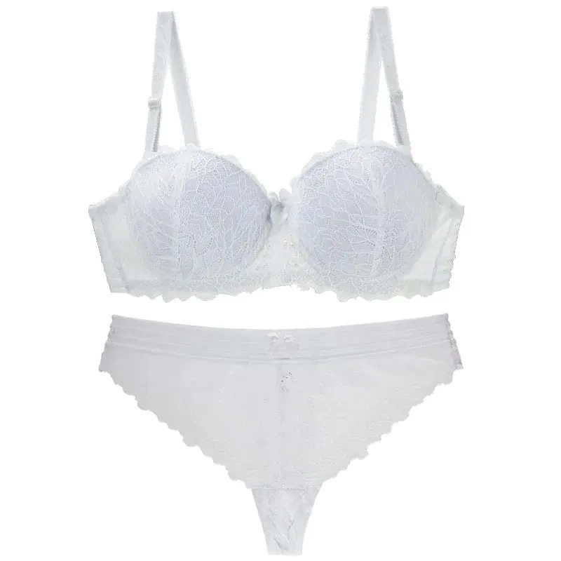 2023 Bagong Sexy Lace Bras Set Para sa mga Babae Push Up Underwear Black Green Pink Red White Yellow ABCDE Plus Size Lingerie