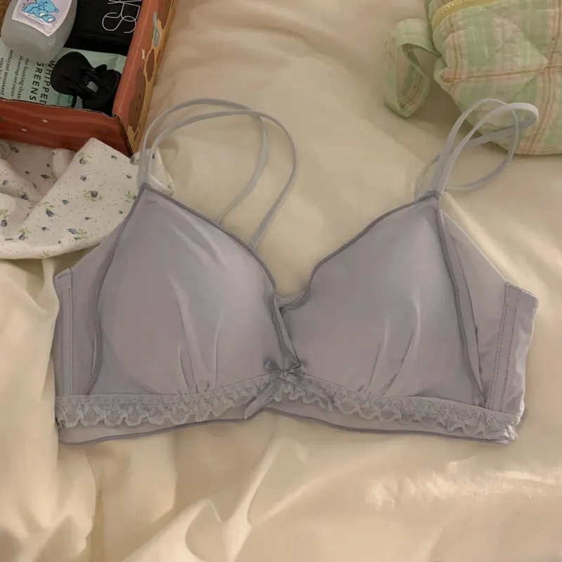Women's French Ruffle Bralette Set | Wirefree Push Up with Silk Touch Thin Cups for Small Chest | Sweet & Trendy MOYISU Bra S-XL