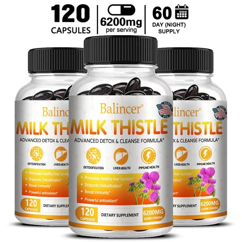 Milk Thistle with Dandelion Root - for Kidney & Liver Health Liver Detox and Cleanse Promotes Skin and Digestive Health