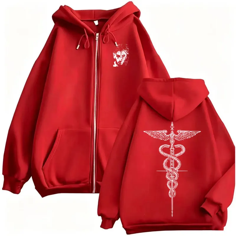El Matador Ilia Topuria Tattoo Zipper Hoodies Men's Violence Aesthetics Sweatshirt Jacket Coats Fleece Long Sleeve Zip Up Hoodie