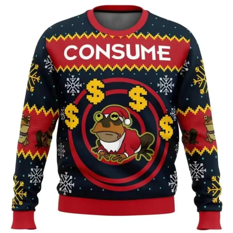 New 2026 Merry Christmas Santa Claus 3D Printed Christmas Sweater Holiday Merry Christmas Autumn Round Neck Pullovers Sweatshirt