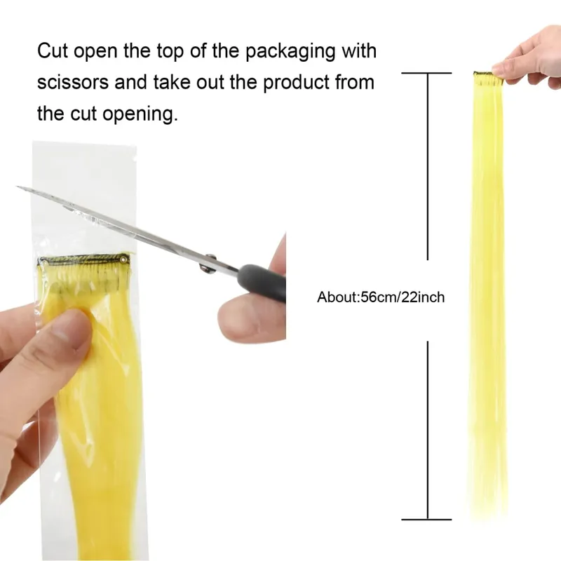 Synthetische clip-in haarextensies 22 inch lange kleurrijke rechte haarstukken Synthetische haarstukjes voor dagelijks festivalfeest