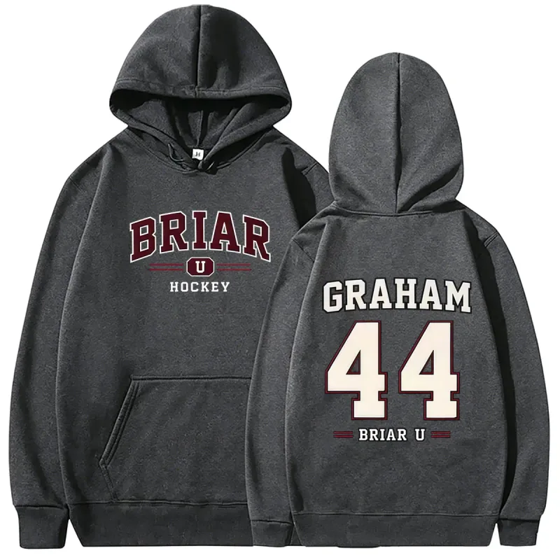 Di Luar Kampus Briar University Hockey Graham 44 Hoodie Grafis Pria Wanita Vintage Kaus Kebesaran Pria Fashion Pullover Hoodies