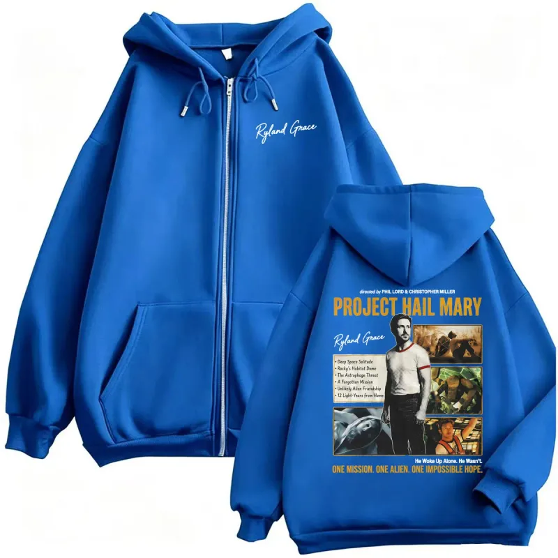 Project Hail Mary 2026 Movie Zip Up Hoodies Funny Ryland Grace Jacket Sweatshirts Coats Men Women Casual Fleece Zipper Pullovers