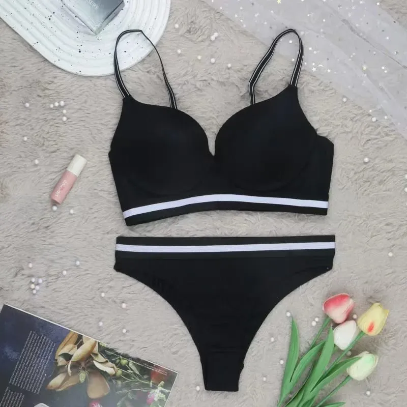 Sexy Push Up Bra Set Adjustable Straps Underwire Comfort Bras Breathable Padded Cup Intimates Lingerie