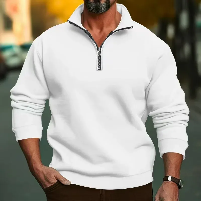 2026 Outdoor Men Zipper Sweatshirts Spring Quarter Zip Pullover Half Zipper Hoodie Men Gym Man Autumn Solid Men Sweatshirt Coat
