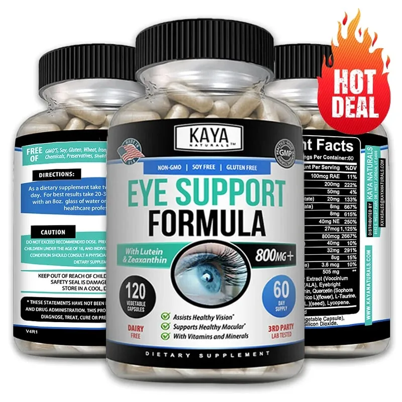 Eye Support Capsules Lutein Bilberry - Improve Vision Health Macula Healthy Macula Blue Light & Eye Fatigue Relief