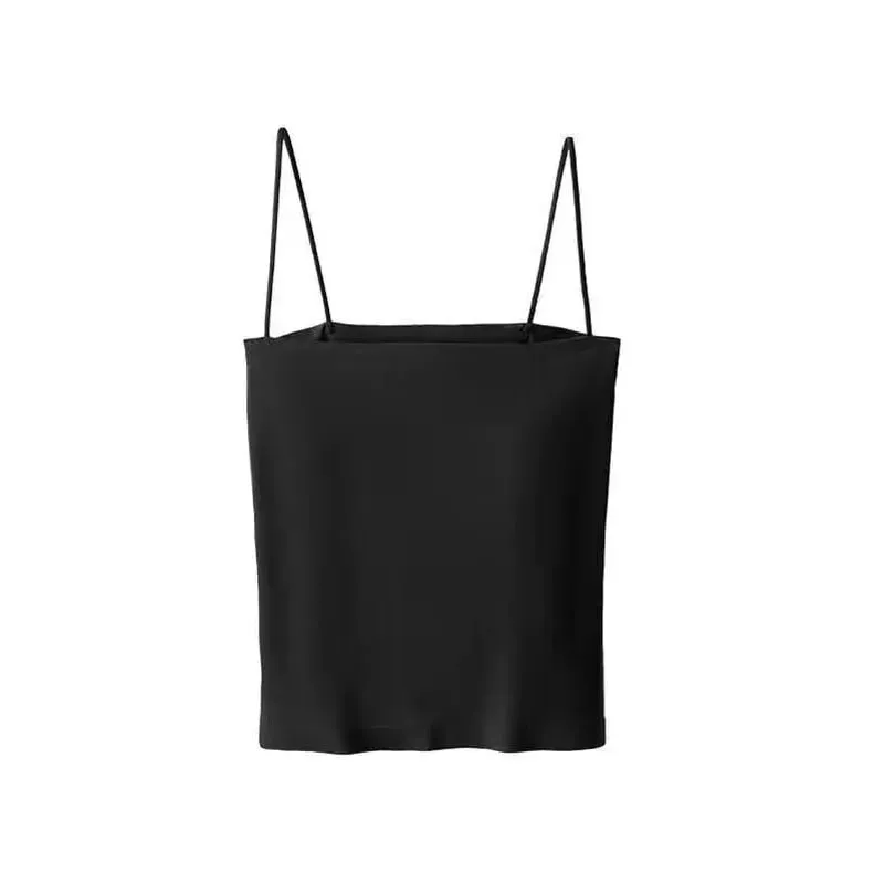 1pcs Womens Solid Thin Strap Tube Top Girls Slim Stretch Camisole Sleeveless Basic Layering Tank Vest Summer Ladies Daily Wear