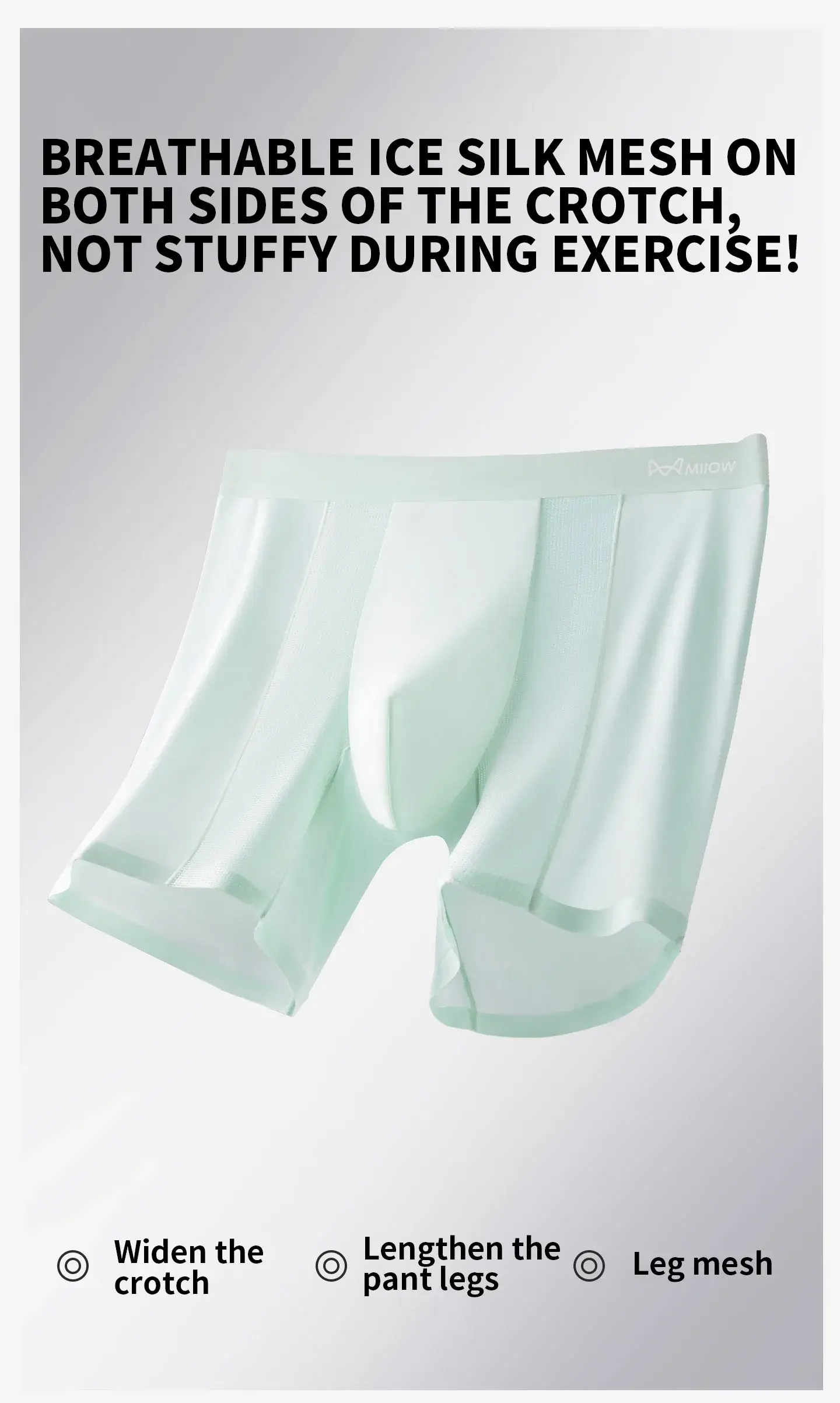 MiiOW 3Pcs Ice Silk Men's Underwear Boxershorts 10A Antibacterial Men Panties Breathable Mesh Man Summer Sports Underpants Boxer