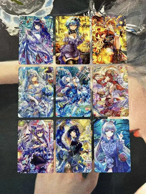 DIY Fanmade Mixed Genshin Honkai Waifu holografické laserové flash karty sběratelské herní hry