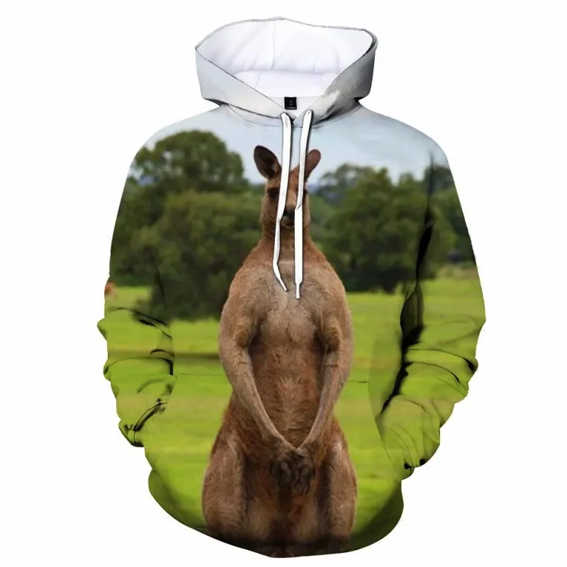 Kangaroo Printed Men's Anime Men's Clothing Sportswear Street Wear Four Seasons Men's Sportswear Pullover Hoodie Tops