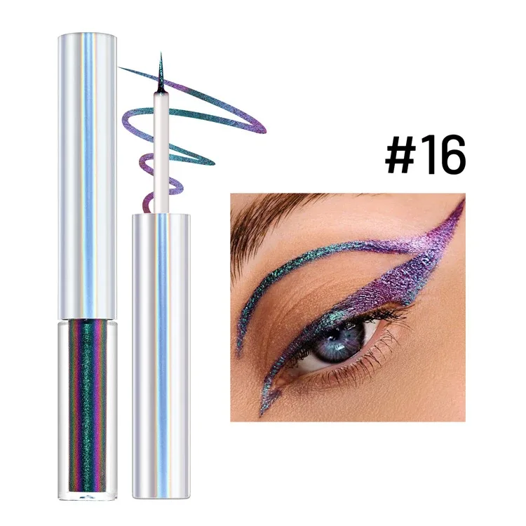 19 Colors Holographic Chameleon Liquid Eyeliner Metallic Glitter Color-Shifting Eye Liner Long Lasting Waterproof Eyes Makeup