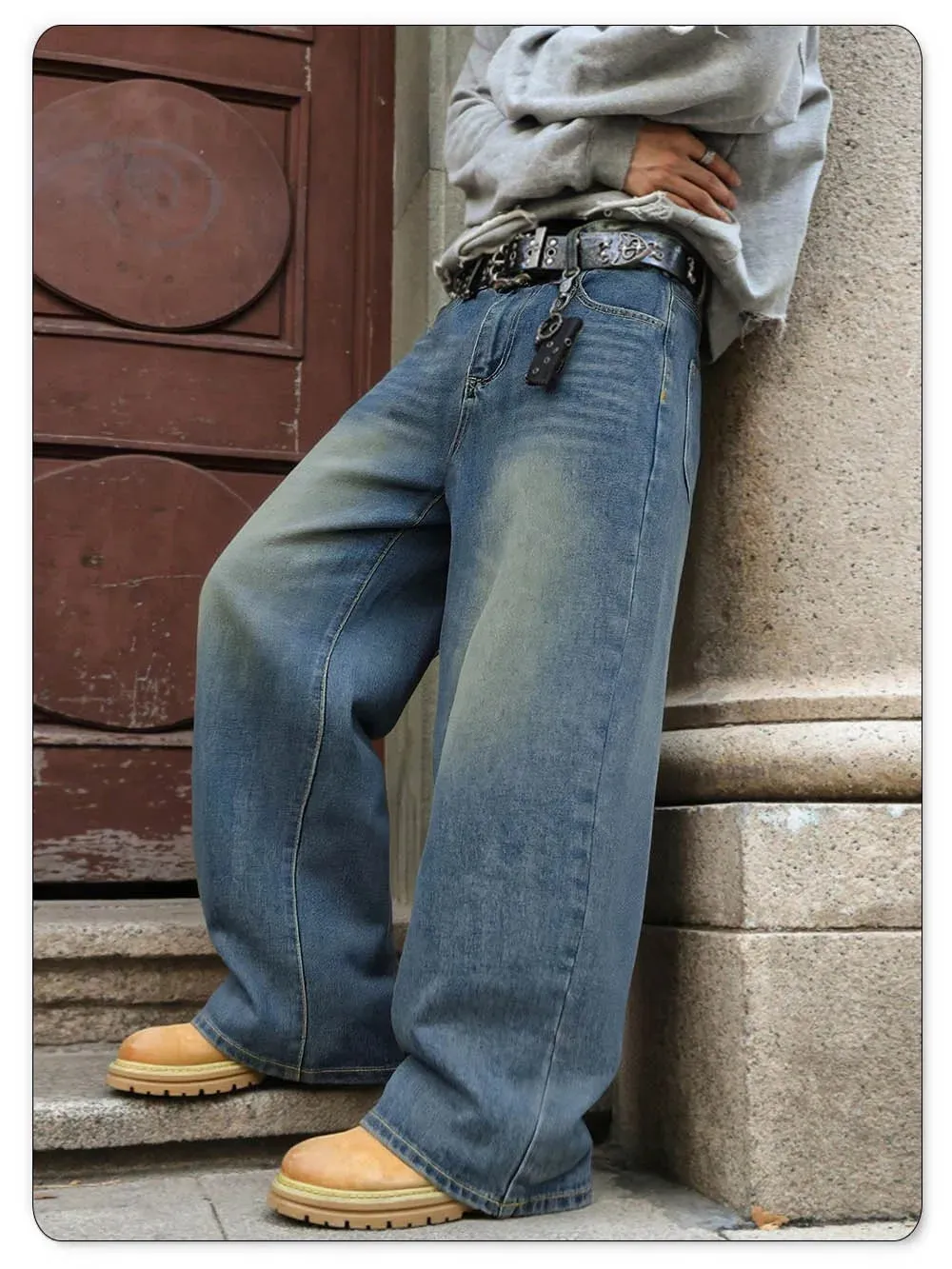 American Retro Men's Women's Ultra Baggy Wide Leg Jeans Four Seasons Street Oversized Fashion Denim Pants Unisex Clothes