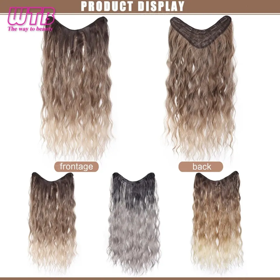 WTB Gradient Color Hair Extensions Synthetic Wig BB Clip Style Water Wave Pattern Suitable for Women's Daily Wear and Holidays