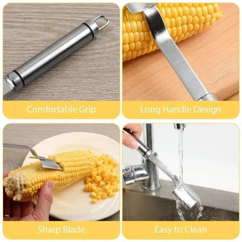 Stainless Steel Corn Peeler Serrated Corn Peeler Corn Cob Planer Thresher Cutter Mga Prutas at Gulay sa Kusina Mga Gadget — image 3