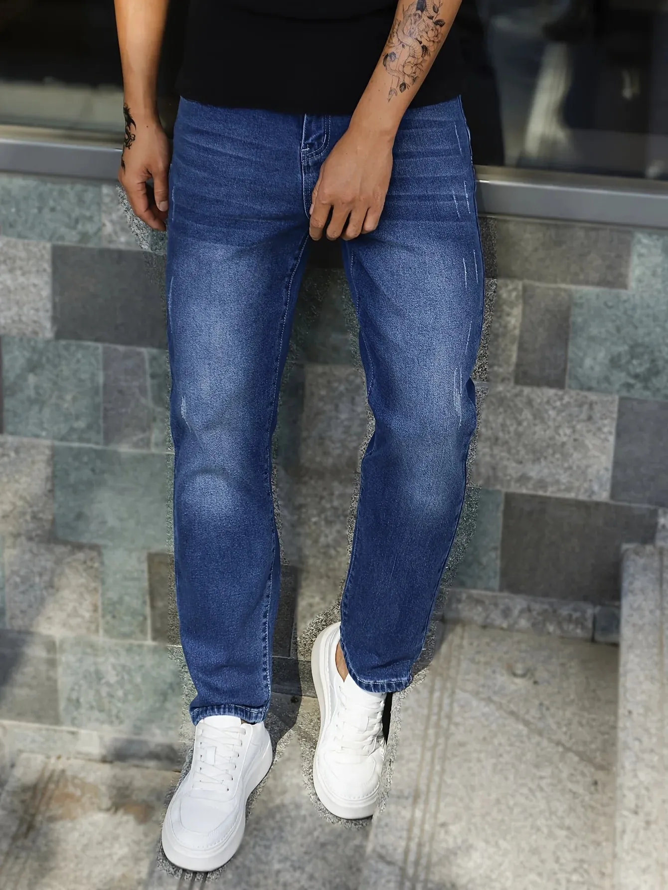 Men's Four-Season Casual Versatile Blue Skinny Stretch Jeans 2026 New Spandex Basics versatile Pants Standard Size Men's Trousers