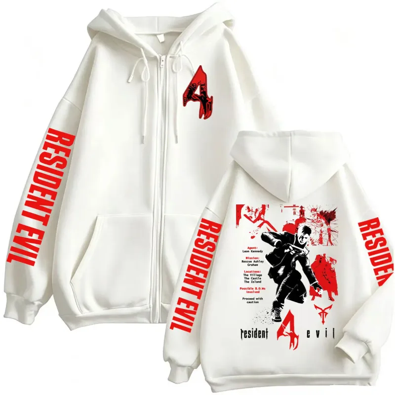 Limited Resident Evil Requiem Leon Kennedy Zipper Hoodies Men Women Harajuku Fashion Jacket Sweatshirts Long Sleeve Zip Up Coats
