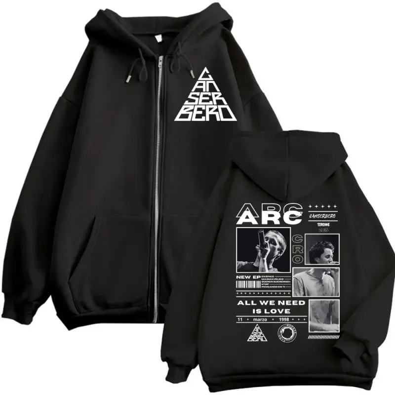 Canserbero Alles wat we nodig hebben is liefde Muerte Vida Merch Rits Hoodie Herenmode Hip Hop Zip Up Sweatshirts Casual Fleece Truien