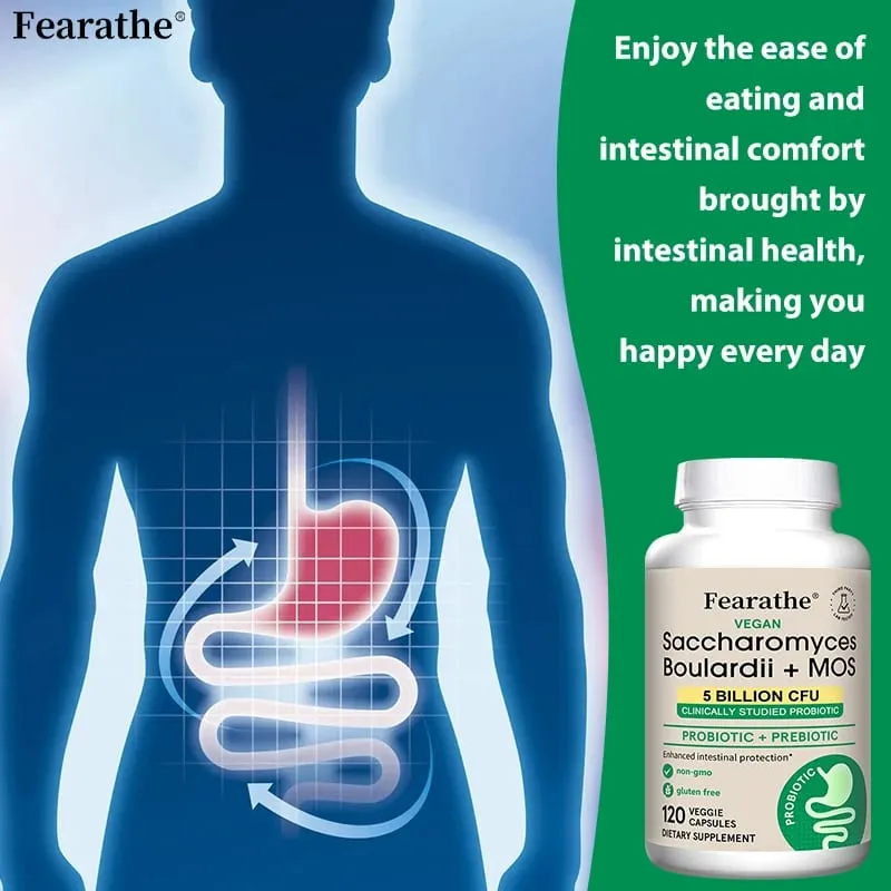 Saccharomyces Boulardii Probiotics Capsules for Women & Men Promote Intestinal Gut Immune & Digestive Health Non-GMO