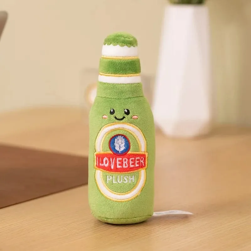 Bouteille de bière en verre 11 ~ 19cm, jolie canette de boisson, baril de bière, oreiller en peluche, peluche humanoïde Kawaii, accessoire de fête, cadeau pour homme