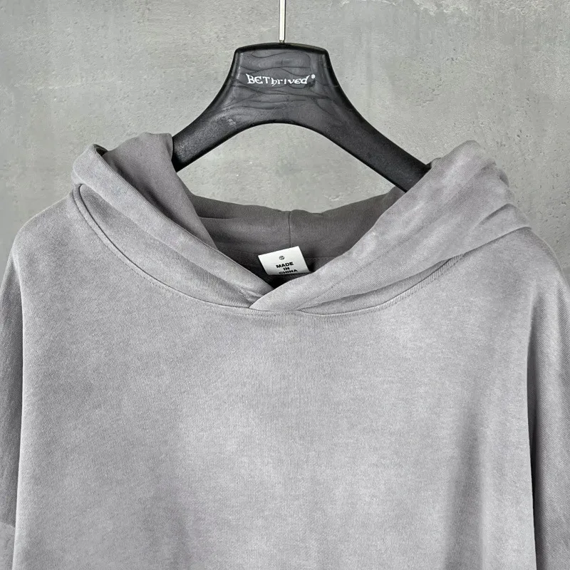 New Autumn Winter Men 400gsm Hoodies Streetwears High Street Heavy Weight Washed Cotton Sweatshirts Brand Tracksuit